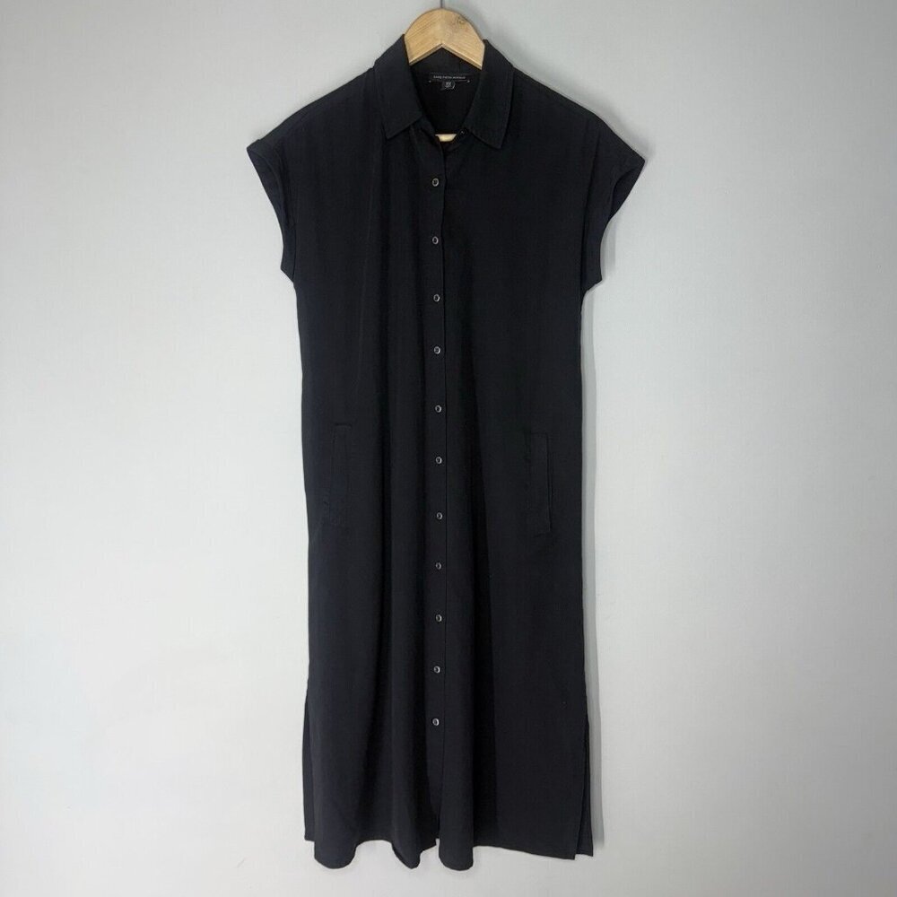 Saks Fifth Avenue Button Down Midi Long Dress Size XS Pockets Collar Comfy